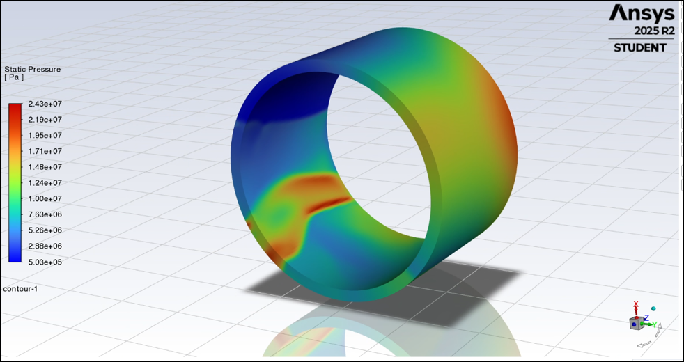 Rotating Detonation Engine CFD pressure contour